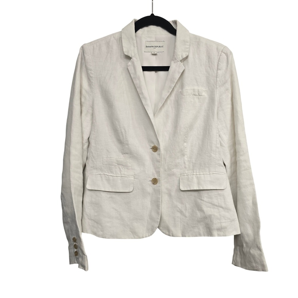 Banana Republic 100% Linen Blazer Sz6 Quiet Luxury Old Money Office Coastal Chic